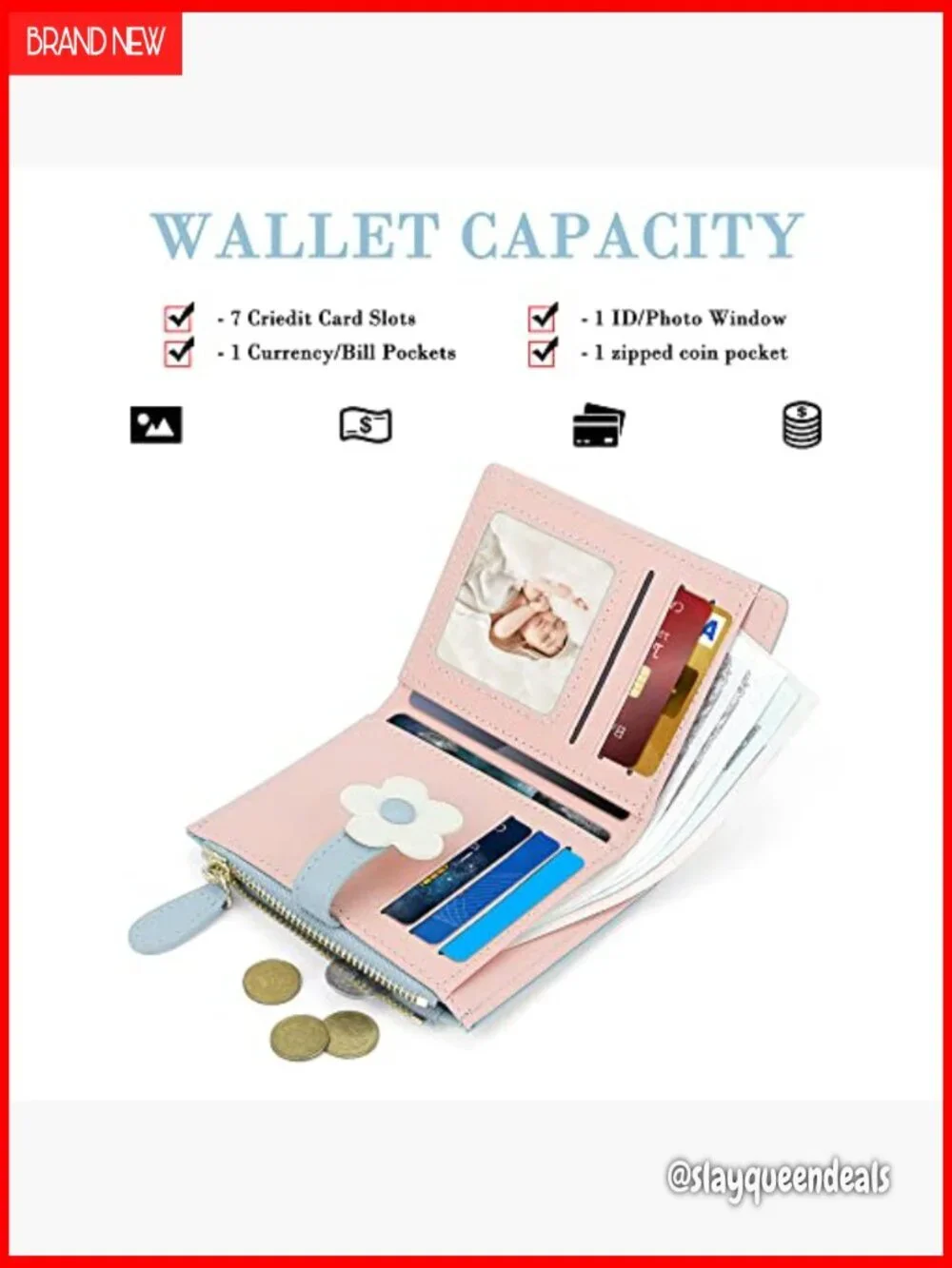 Vegan Leather Bifold RFID Blocking Wallet with Zipper Coin Pocket